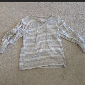 Knox Rose Cream and Gray Striped Blouse